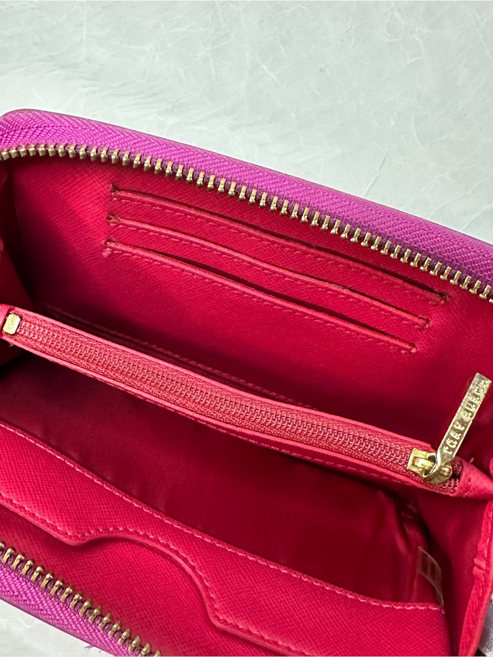 Tory Burch Purple Leather Zip Wristlet with Gold Logo Zip Around W/ Strap - Picture 7 of 10